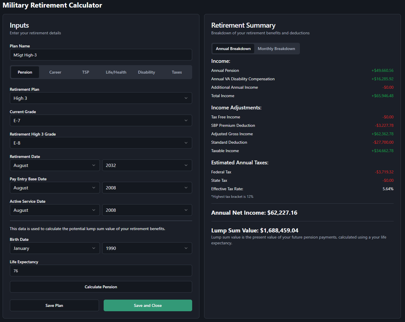 Retirement Calculator