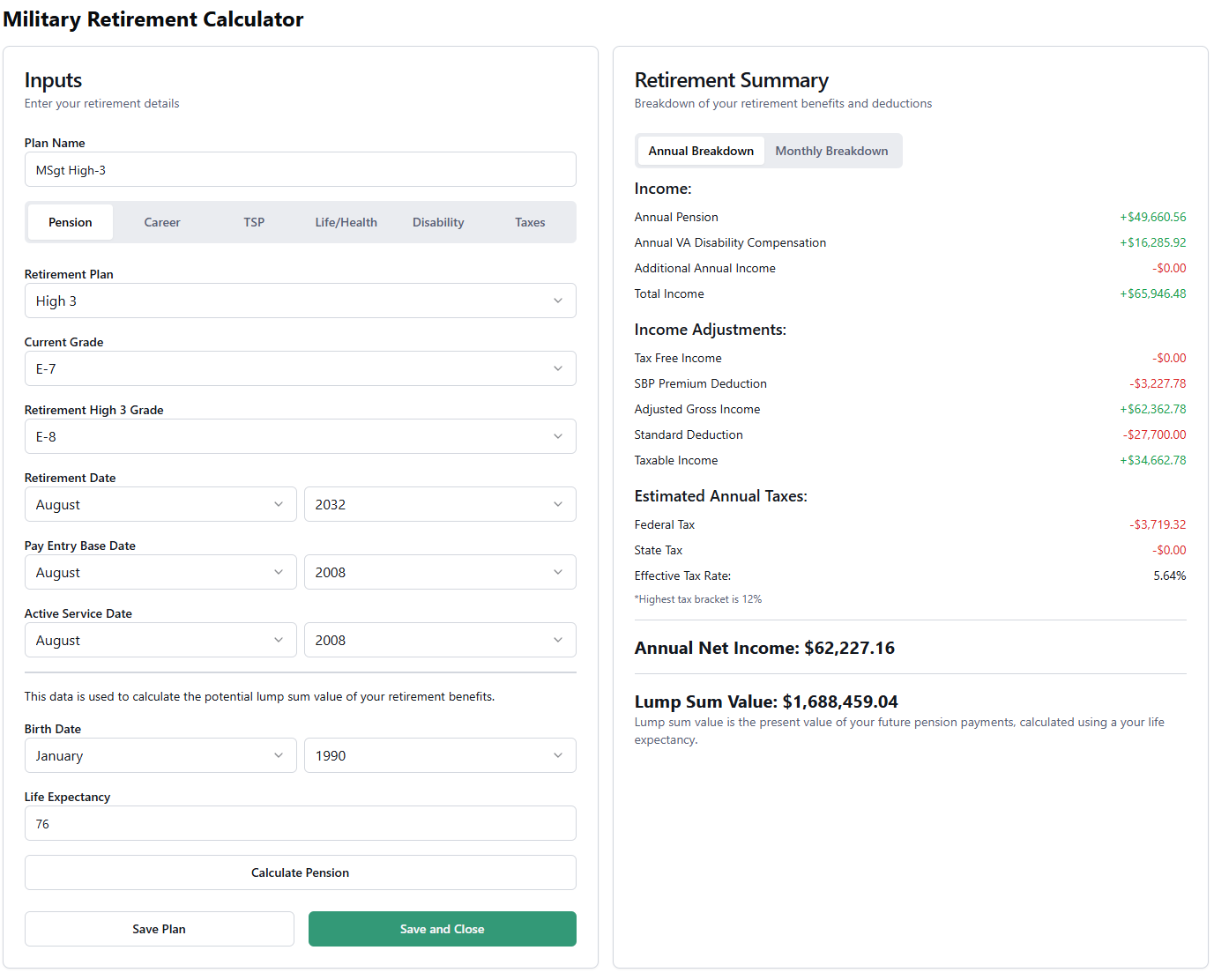 Retirement Calculator